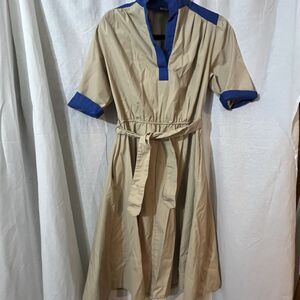 Vintage 70s Townhouse Brown & Blue Dress With Belt *Read Description for Size*